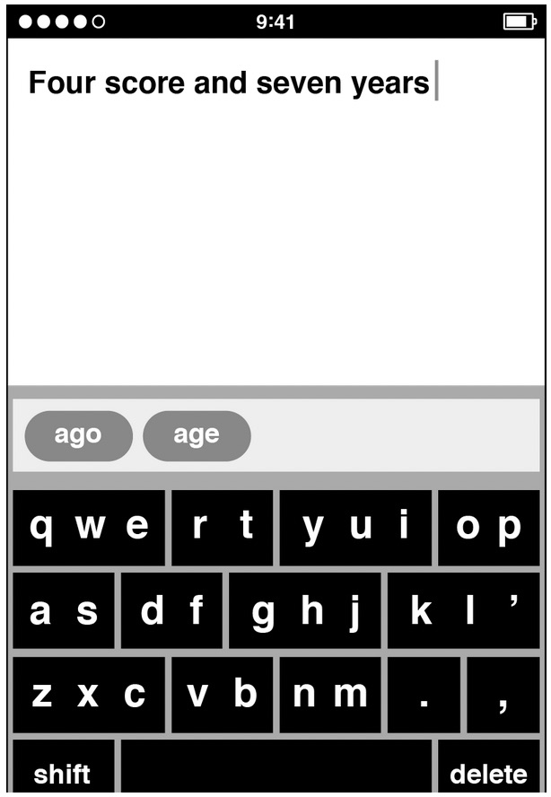 An early prototype of the iPhone keyboard design using the QWERTY layout with visually grouped keys