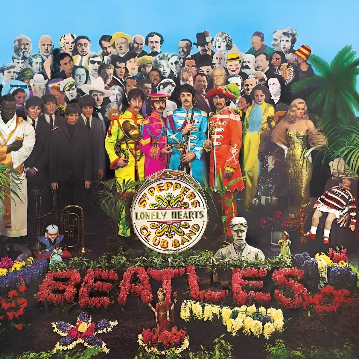 An album cover with colorful, vivid, and busy photography