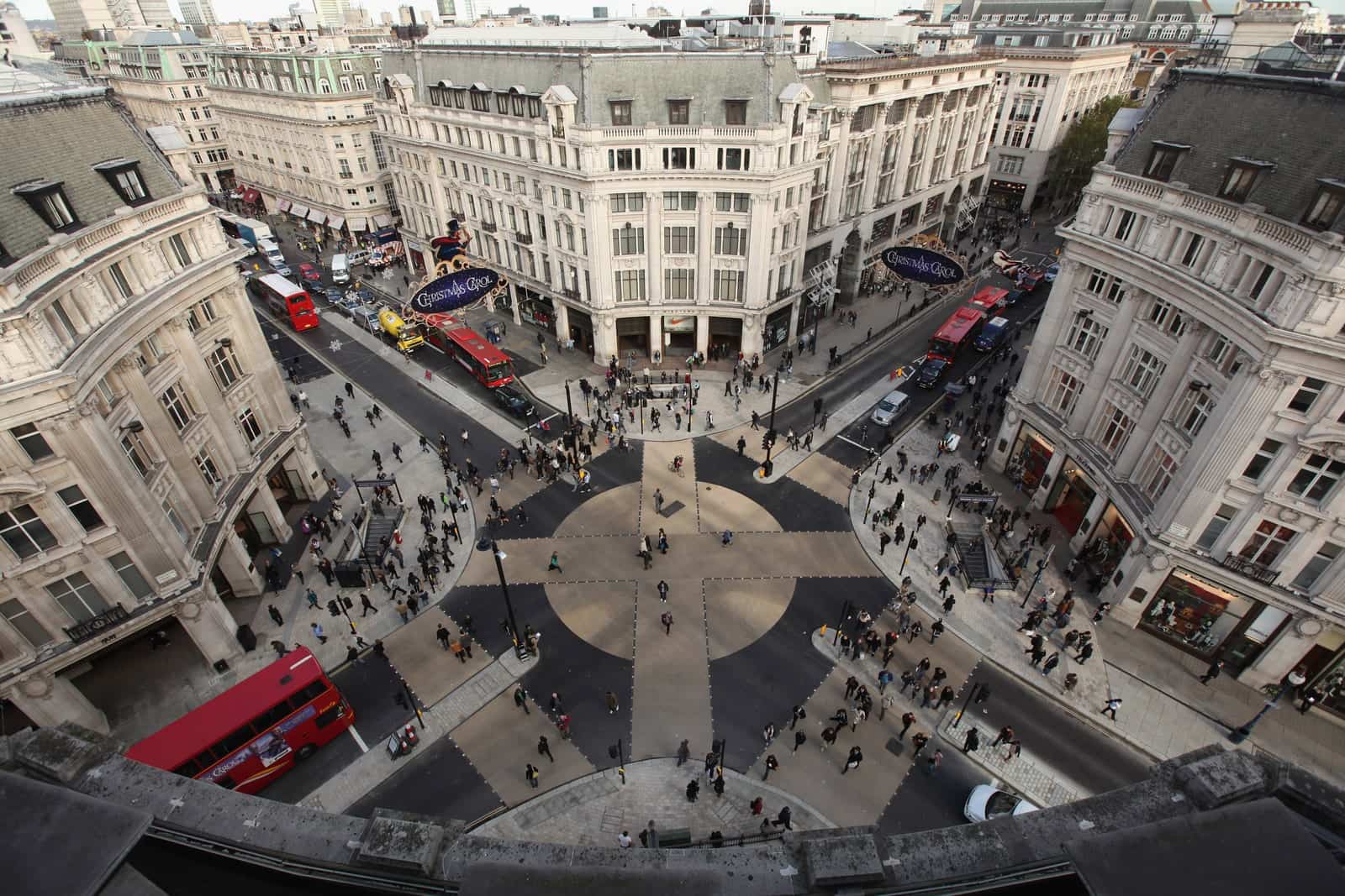 Oxford Circus crossing after the redesign. <span class="figure--credit">Photo by Dan Kitwood / Getty Images</span>