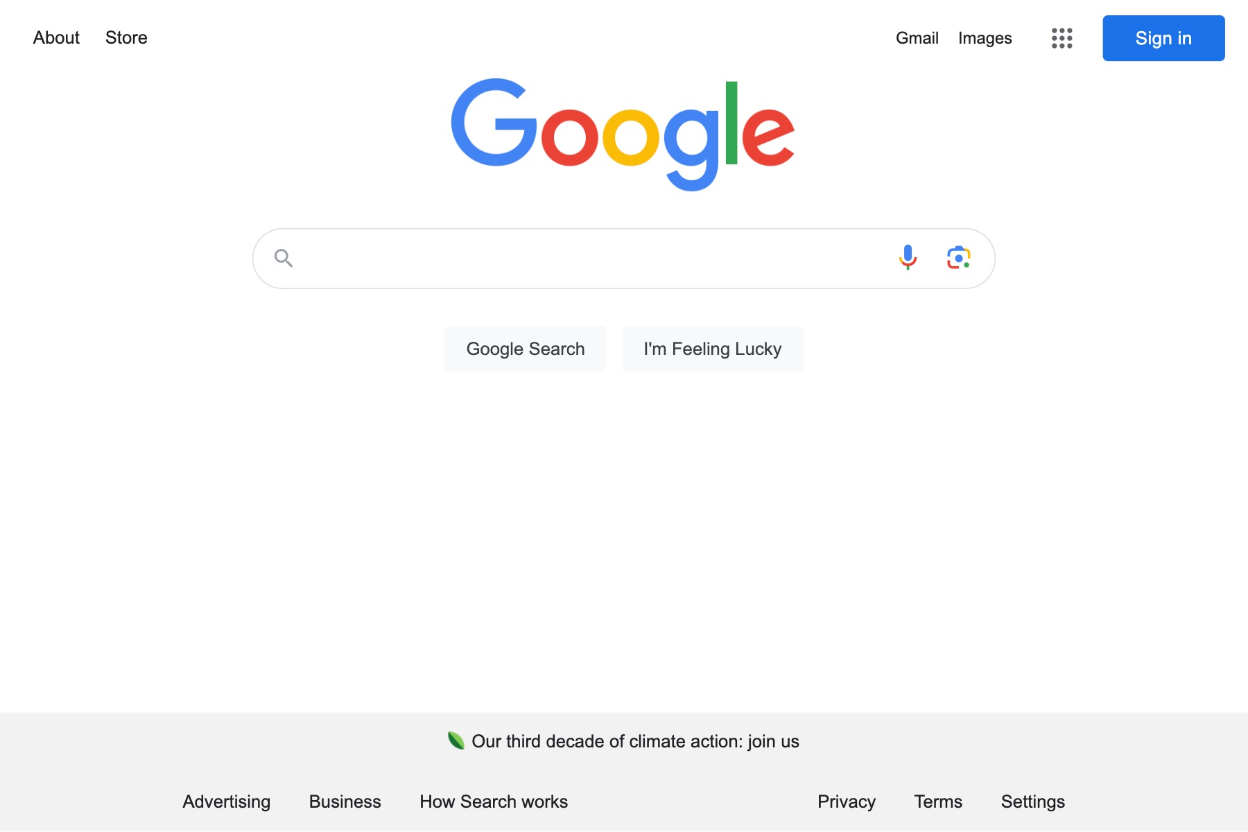 A screenshot of Google's homepage in 2024